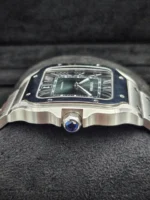 Montre Cartier Santos 2025, grand cadran vert, WSSA0062, bracelet acier/cuir, coffret complet – Image 13