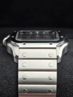 Montre Cartier Santos 2025, grand cadran vert, WSSA0062, bracelet acier/cuir, coffret complet – Image 12