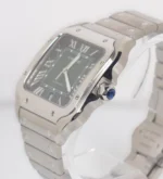 Cartier Santos 2025 Réf. WSSA0062 40 mm Cadran vert à chiffres romains Automatique Bracelet acier inoxydable et cuir – Image 10