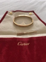 Bracelet Cartier authentique en or rose 18 carats et 4 diamants, taille 17 – Image 9