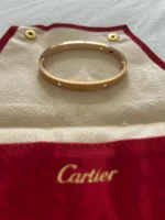Bracelet Cartier authentique en or rose 18 carats et 4 diamants, taille 17 – Image 7