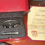 Bracelet Cartier authentique en or blanc 18 carats et 4 diamants, taille 18, avec boîte et certificat