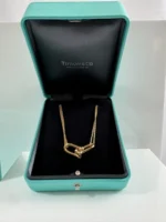 Magnifique collier Tiffany & Co. avec écrin et pochette en or 18 carats. Excellent état. – Image 7
