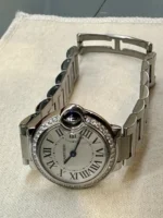 Montre Cartier Ballon Bleu QTZ 28 mm pour femme avec lunette sertie de diamants - Coffret complet – Image 4