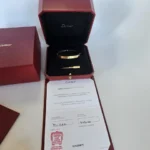 Bracelet Cartier Love en or jaune 18 carats, taille 18, fermoir à vis, neuf, avec boîte et papier