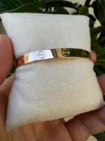 Bracelet Cartier Love en or rose 18 carats, nouvelle version, taille 16, avec boîte et papiers - B4000 – Image 6