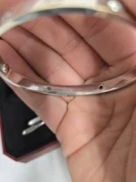 Bracelet Cartier Love Modèle Classique 4 Diamants Or Blanc Taille 17 – Image 8