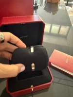 Manchette Cartier Love, or blanc 18 carats avec diamant, taille 17. – Image 8