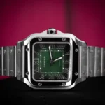 Montre Cartier Santos Medium en acier inoxydable avec cadran vert, 41,9 x 35,1 mm, WSSA0061, ensemble complet – Image 7