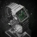 Montre Cartier Santos Medium en acier inoxydable avec cadran vert, 41,9 x 35,1 mm, WSSA0061, ensemble complet – Image 6