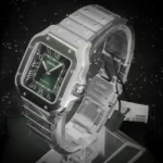 Montre Cartier Santos Medium en acier inoxydable avec cadran vert, 41,9 x 35,1 mm, WSSA0061, ensemble complet – Image 5