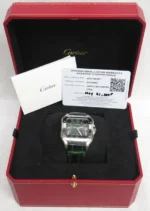 Montre Cartier Santos Wssa0062 Grand Modèle Cadran Vert SS Coffret Carte de Garantie