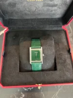 Montre Cartier Tank pour homme, acier inoxydable, cadran vert, 25 mm, quartz, WSTA0056 – Image 3