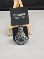 Montre Chanel J12 Quartz 33 mm en céramique noire avec index émeraude + écrin Chanel – Image 14