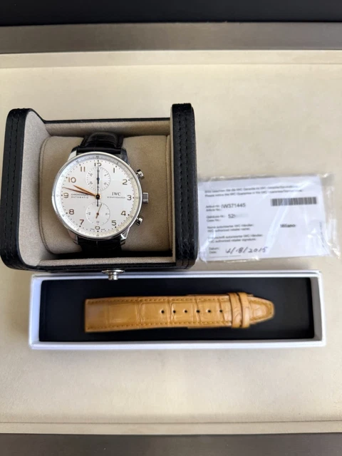 IWC-Portuguese-Chronograph-Steel-Silver-Dial-41mm.webp Montre automatique IWC Portugaise Chronographe Acier Cadran Argent 41 mm IW371445 – Image 1