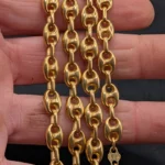 Italie 18K 750 Chaîne à maillons marins en or massif avec motif ancre, poids lourd 29,8 grammes