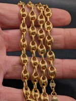 Italie 18K 750 Chaîne à maillons marins en or massif avec motif ancre, poids lourd 29,8 grammes