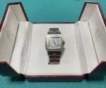 Montre-bracelet automatique Cartier Santos Godron rare de 1980 d'occasion – Image 9