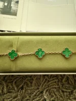 Van Cleef & Arpels Vintage Alhambra Bracelet, 5 motifs 18k YG - Malachite – Image 11