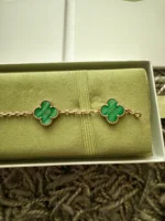 Van Cleef & Arpels Vintage Alhambra Bracelet, 5 motifs 18k YG - Malachite – Image 10