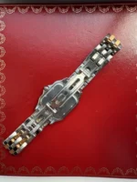 Montre unisexe vintage Panthère de Cartier 27 mm en acier et or à deux rangs, avec boîte et papiers – Image 15