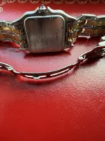 Montre unisexe vintage Panthère de Cartier 27 mm en acier et or à deux rangs, avec boîte et papiers – Image 14